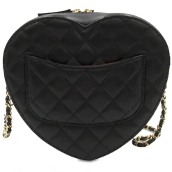 Chanel Vintage - Lambskin CC in Love Heart Crossbody - Black - Leather and Lambskin Handbag - Luxury High Quality - Avvenice