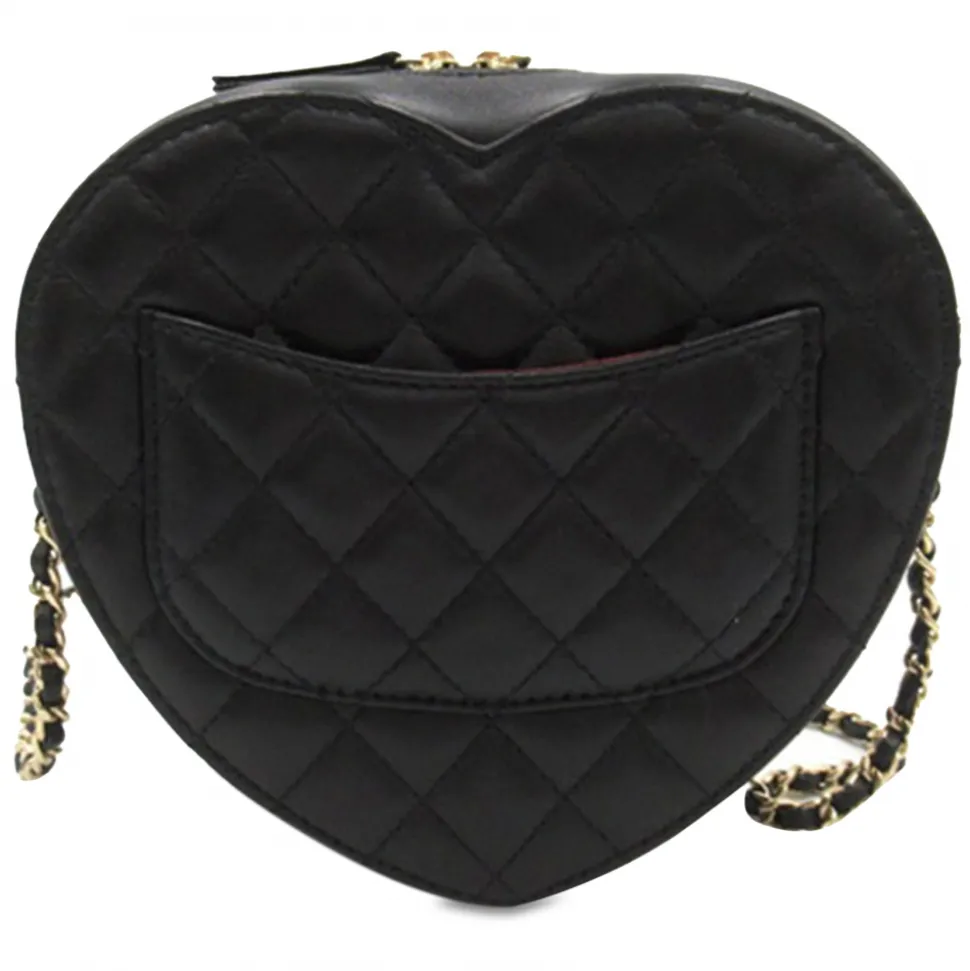 Chanel Vintage - Lambskin CC in Love Heart Crossbody - Black - Leather and Lambskin Handbag - Luxury High Quality - Avvenice