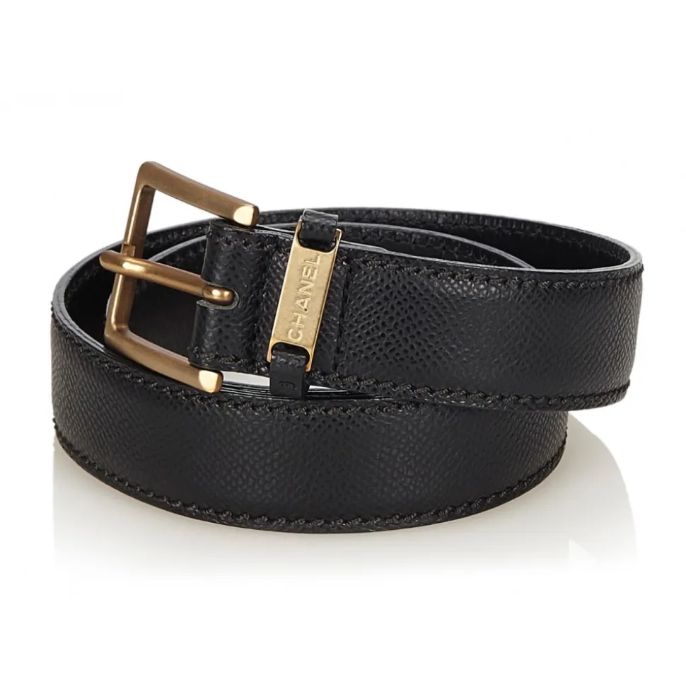 Chanel Vintage - Leather Belt - Black Gold - Chanel Leather Belt - Luxury High Quality - Avvenice