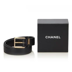 Chanel Vintage - Leather Belt - Black Gold - Chanel Leather Belt - Luxury High Quality - Avvenice