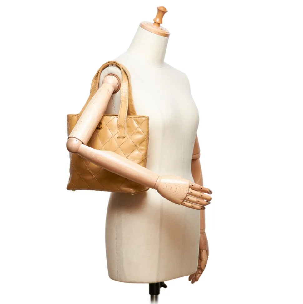 Chanel Vintage - Leather Surpique Handbag Bag - Brown - Leather Handbag - Luxury High Quality - Avvenice