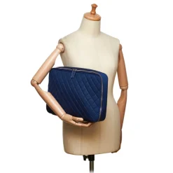 Chanel Vintage - Matelasse Laptop Bag - Blue Navy - Canvar Handbag - Luxury High Quality - Avvenice