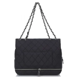Chanel Vintage - Matelasse Chain Nylon Flap Shoulder Bag - Black - Leather and Canvas Handbag - Luxury High Quality - Avvenice