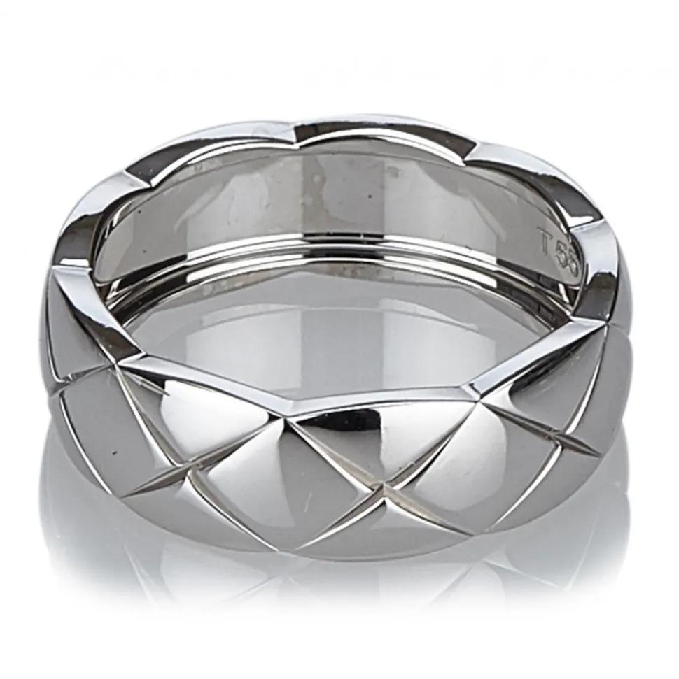 Chanel Vintage - Matelasse Ring - White Gold - Gold Ring Chanel - Luxury High Quality - Avvenice