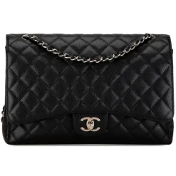 Chanel Vintage - Maxi Classic Caviar Double Flap - Black - Leather and Lambskin Handbag - Luxury High Quality - Avvenice