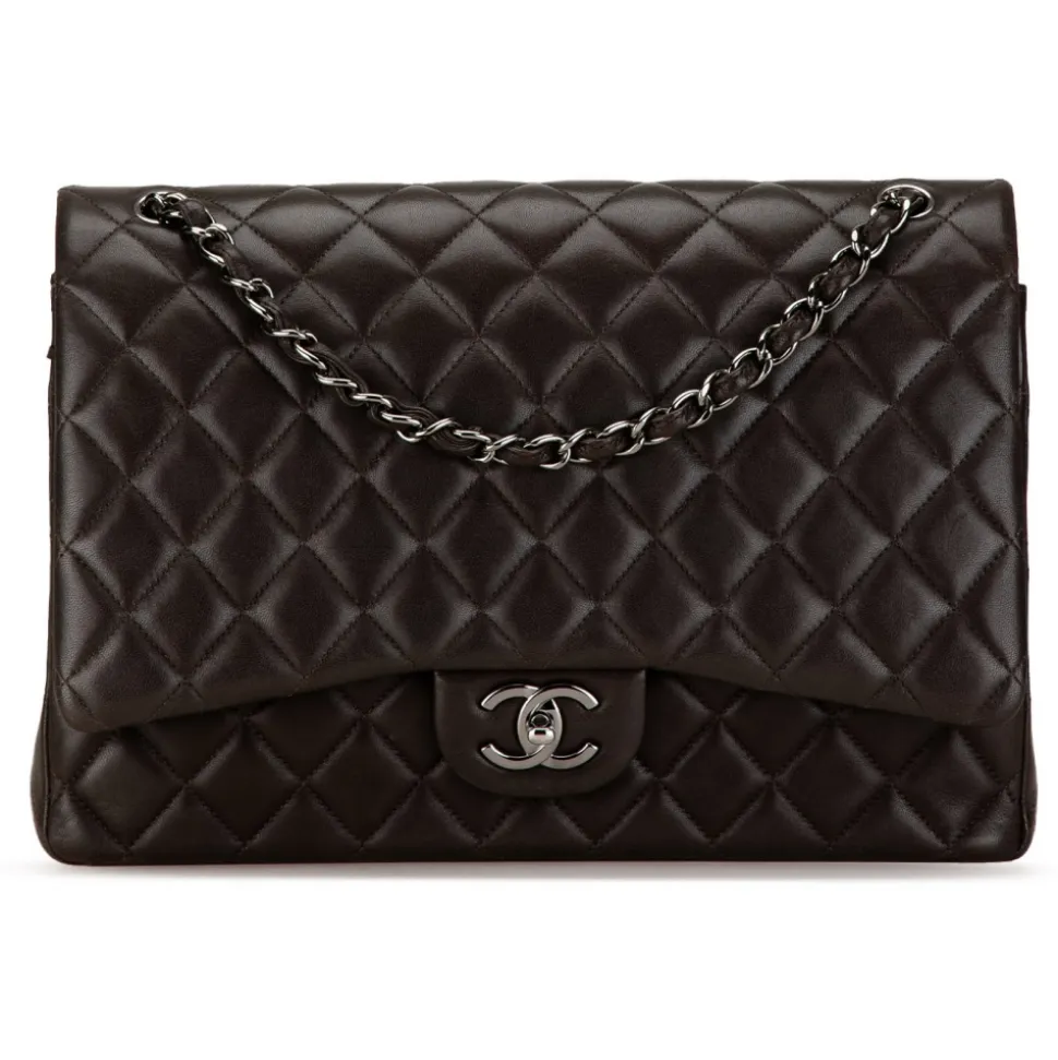 Chanel Vintage - Maxi Classic Lambskin Double Flap - Black - Leather and Lambskin Handbag - Luxury High Quality - Avvenice