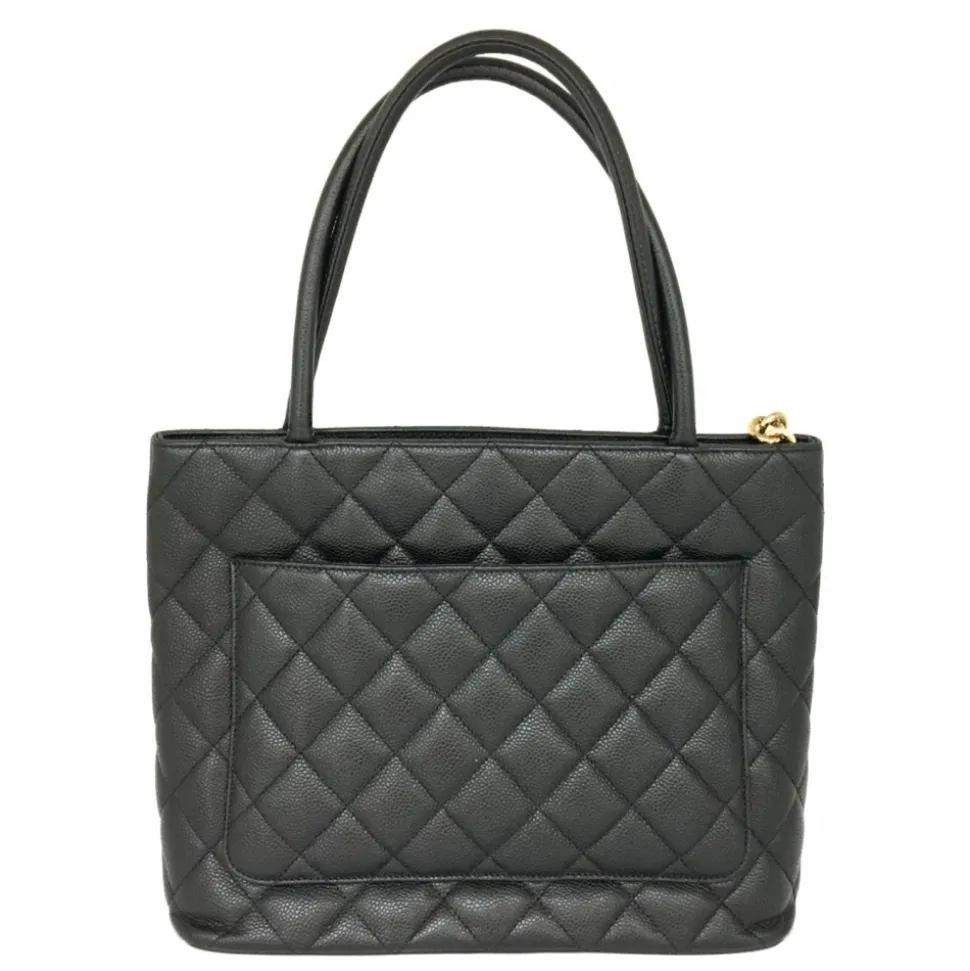 Chanel Vintage - Medallion Caviar Leather Tote Bag - Black - Caviar Leather Handbag - Luxury High Quality - Avvenice