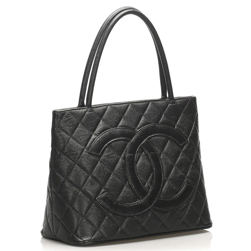 Chanel Vintage - Medallion Caviar Leather Tote Bag - Black - Caviar Leather Handbag - Luxury High Quality - Avvenice