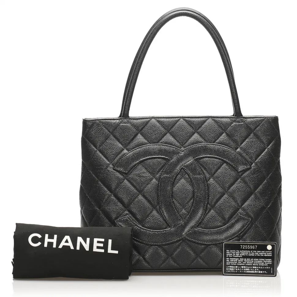 Chanel Vintage - Medallion Caviar Leather Tote Bag - Black - Caviar Leather Handbag - Luxury High Quality - Avvenice
