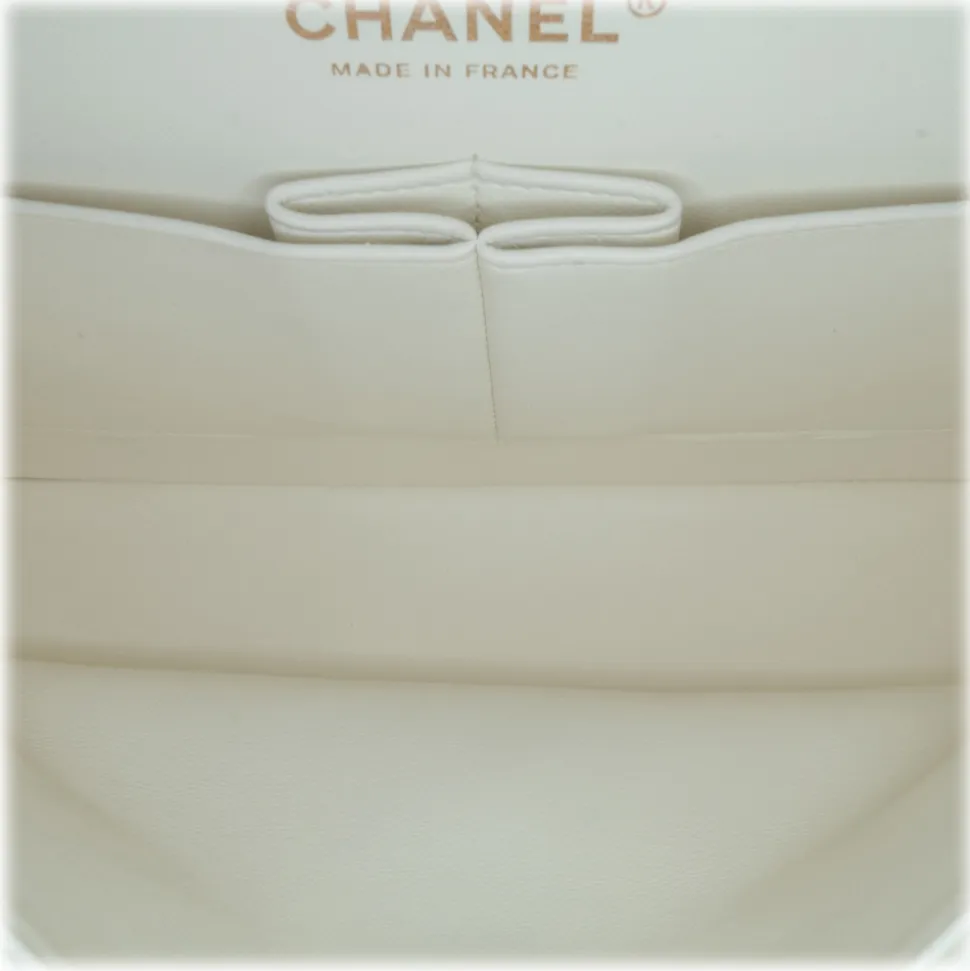 Chanel Vintage - Medium Bi-Stripe Classic Lambskin Double Flap - White - Leather and Lambskin Handbag - Luxury High Quality - Avvenice