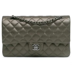Chanel Vintage - Medium Classic Metallic Caviar Double Flap - Gray - Leather and Lambskin Handbag - Luxury High Quality - Avvenice