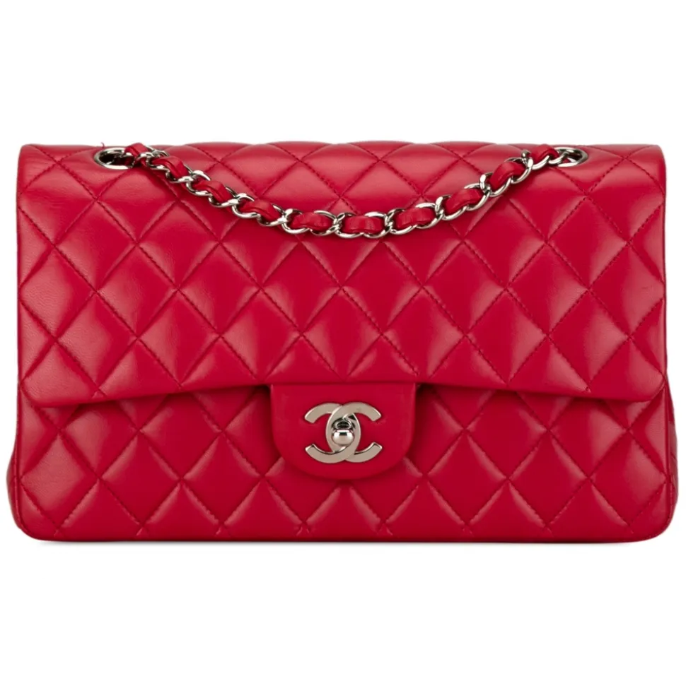 Chanel Vintage - Medium Classic Lambskin Double Flap - Red - Leather and Lambskin Handbag - Luxury High Quality - Avvenice