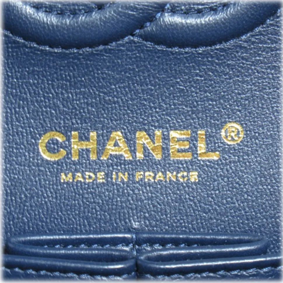 Chanel Vintage - Medium Classic Lambskin Double Flap - Blue - Leather and Lambskin Handbag - Luxury High Quality - Avvenice