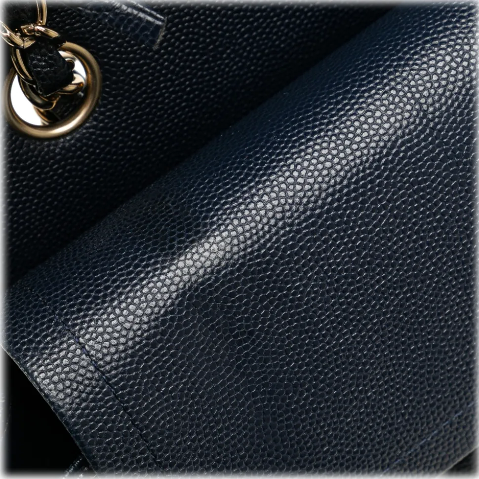 Chanel Vintage - Medium Classic Caviar Double Flap - Blue - Leather and Lambskin Handbag - Luxury High Quality - Avvenice