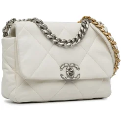 Chanel Vintage - Medium Lambskin 19 Flap - White - Leather and Lambskin Handbag - Luxury High Quality - Avvenice