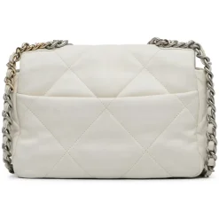 Chanel Vintage - Medium Lambskin 19 Flap - White - Leather and Lambskin Handbag - Luxury High Quality - Avvenice