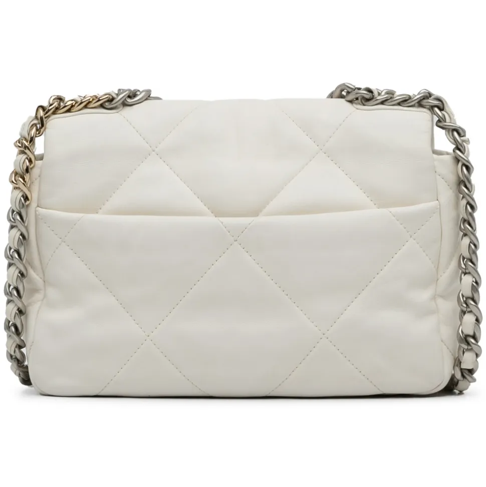 Chanel Vintage - Medium Lambskin 19 Flap - White - Leather and Lambskin Handbag - Luxury High Quality - Avvenice