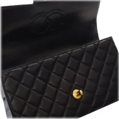 Chanel Vintage - Medium Lambskin Kelly Parent Top Handle Bag - Black - Leather and Lambskin Handbag - Luxury High Quality - Avvenice