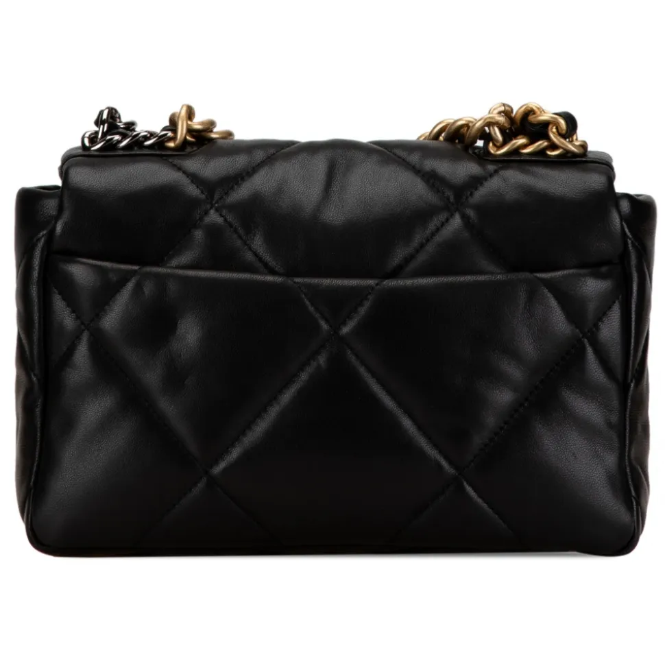 Chanel Vintage - Medium Lambskin 19 Flap - Black - Leather and Lambskin Handbag - Luxury High Quality - Avvenice