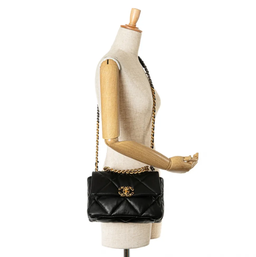 Chanel Vintage - Medium Lambskin 19 Flap - Black - Leather and Lambskin Handbag - Luxury High Quality - Avvenice
