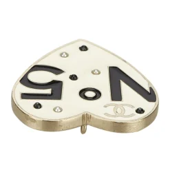 Chanel Vintage - Metal No 5 Heart Brooch - White - Brooch Chanel - Luxury High Quality - Avvenice