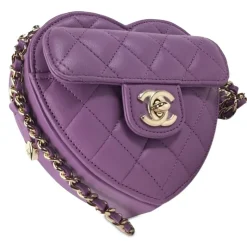 Chanel Vintage - Mini Lambskin CC in Love Heart Crossbody - Purple - Leather and Lambskin Handbag - Luxury High Quality - Avvenice