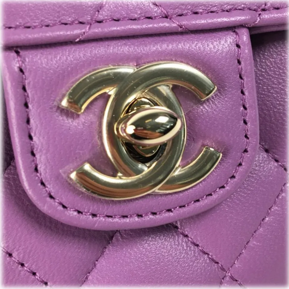 Chanel Vintage - Mini Lambskin CC in Love Heart Crossbody - Purple - Leather and Lambskin Handbag - Luxury High Quality - Avvenice