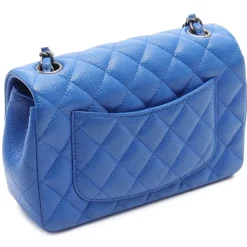 Chanel Vintage - Mini Rectangular Classic Caviar Single Flap - Blue - Leather and Lambskin Handbag - Luxury High Quality - Avvenice