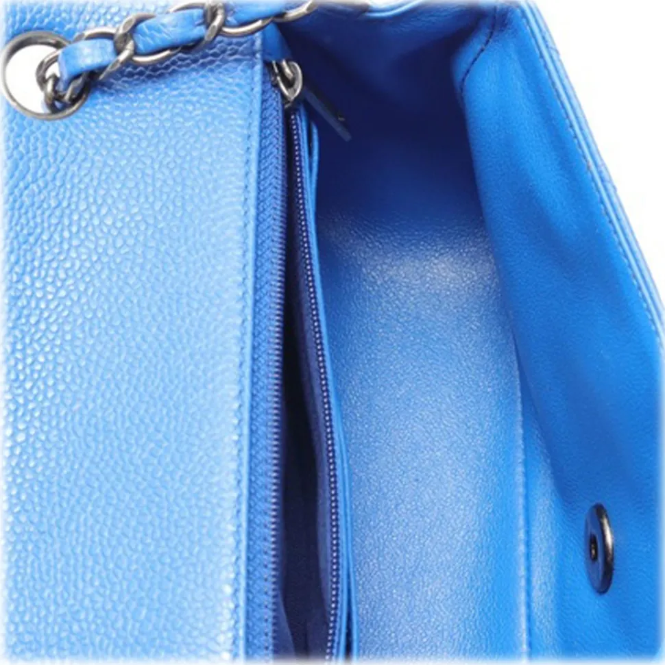 Chanel Vintage - Mini Rectangular Classic Caviar Single Flap - Blue - Leather and Lambskin Handbag - Luxury High Quality - Avvenice