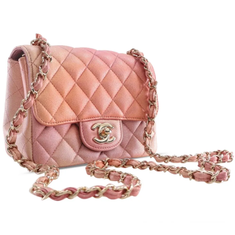 Chanel Vintage - Mini Square Ombre Iridescent Lambskin Flap - Pink - Leather and Lambskin Handbag - Luxury High Quality - Avvenice
