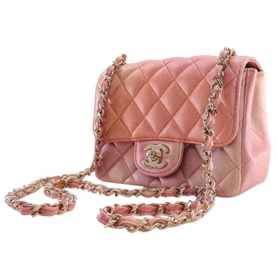 Chanel Vintage - Mini Square Ombre Iridescent Lambskin Flap - Pink - Leather and Lambskin Handbag - Luxury High Quality - Avvenice