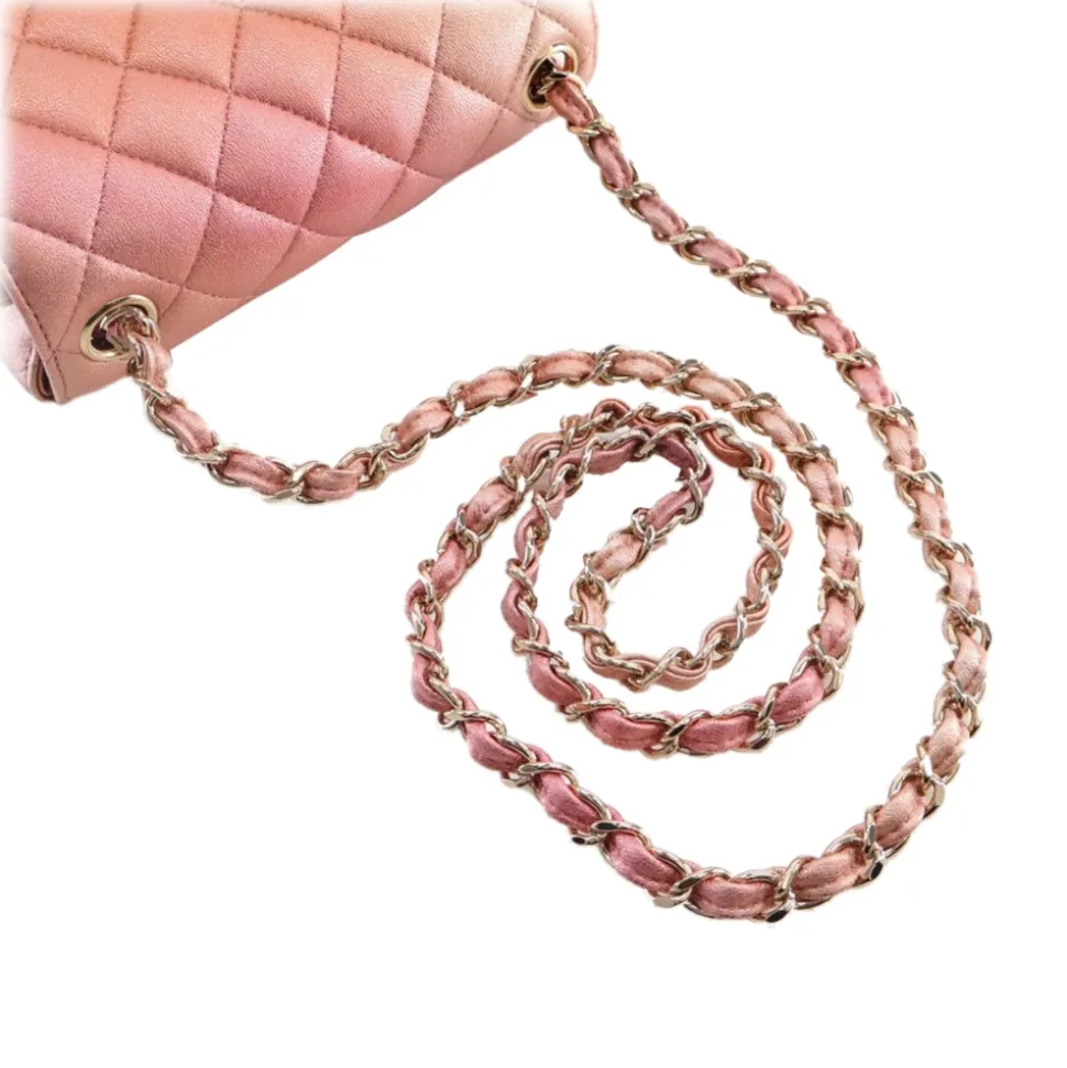 Chanel Vintage - Mini Square Ombre Iridescent Lambskin Flap - Pink - Leather and Lambskin Handbag - Luxury High Quality - Avvenice