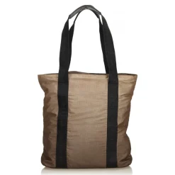 Chanel Vintage - Nylon Shoulder Bag - Brown Beige - Canvas Handbag - Luxury High Quality - Avvenice