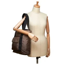 Chanel Vintage - Nylon Shoulder Bag - Brown Beige - Canvas Handbag - Luxury High Quality - Avvenice