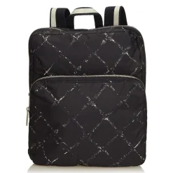 Chanel Vintage - Old Travel Line Backpack - Black - Canvas Backpack - Luxury High Quality - Avvenice