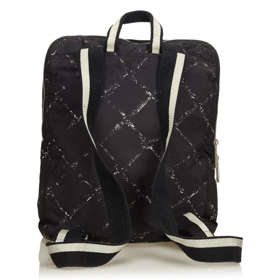 Chanel Vintage - Old Travel Line Backpack - Black - Canvas Backpack - Luxury High Quality - Avvenice