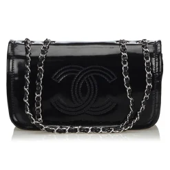 Chanel Vintage - Patent Leather Chain Bag - Black - Leather Handbag - Luxury High Quality - Avvenice