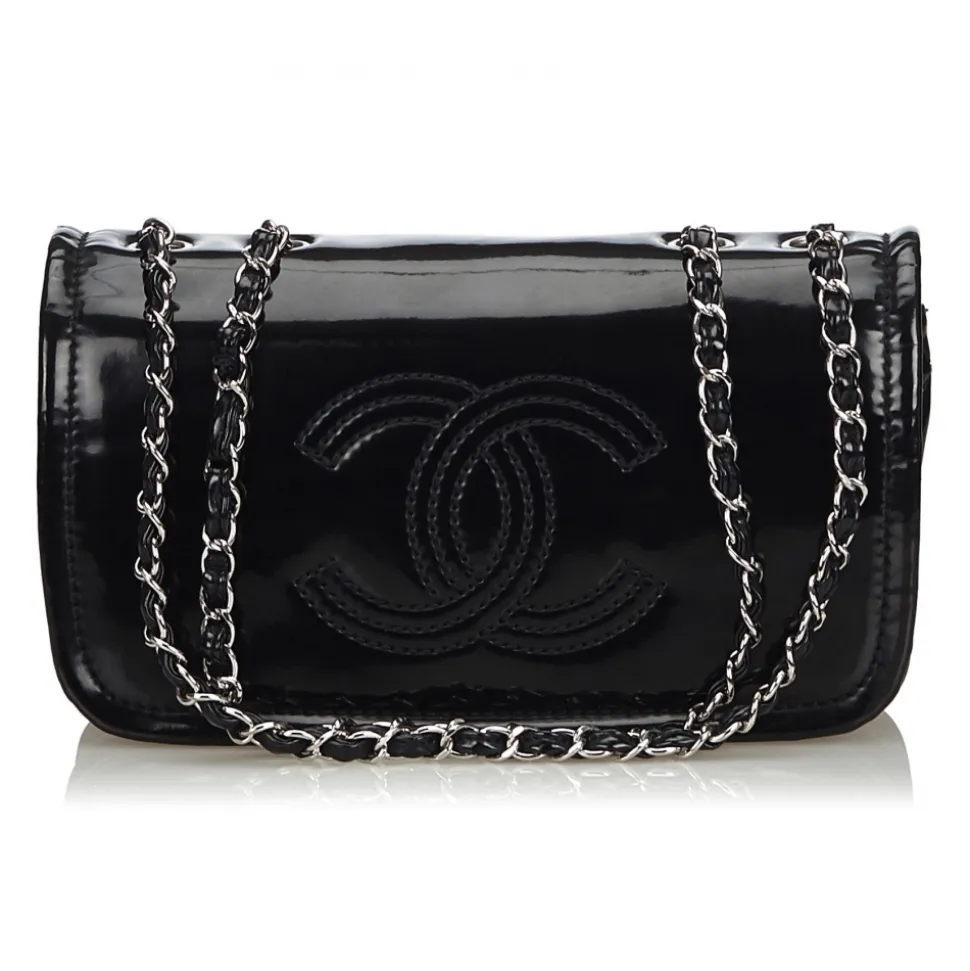 Chanel Vintage - Patent Leather Chain Bag - Black - Leather Handbag - Luxury High Quality - Avvenice
