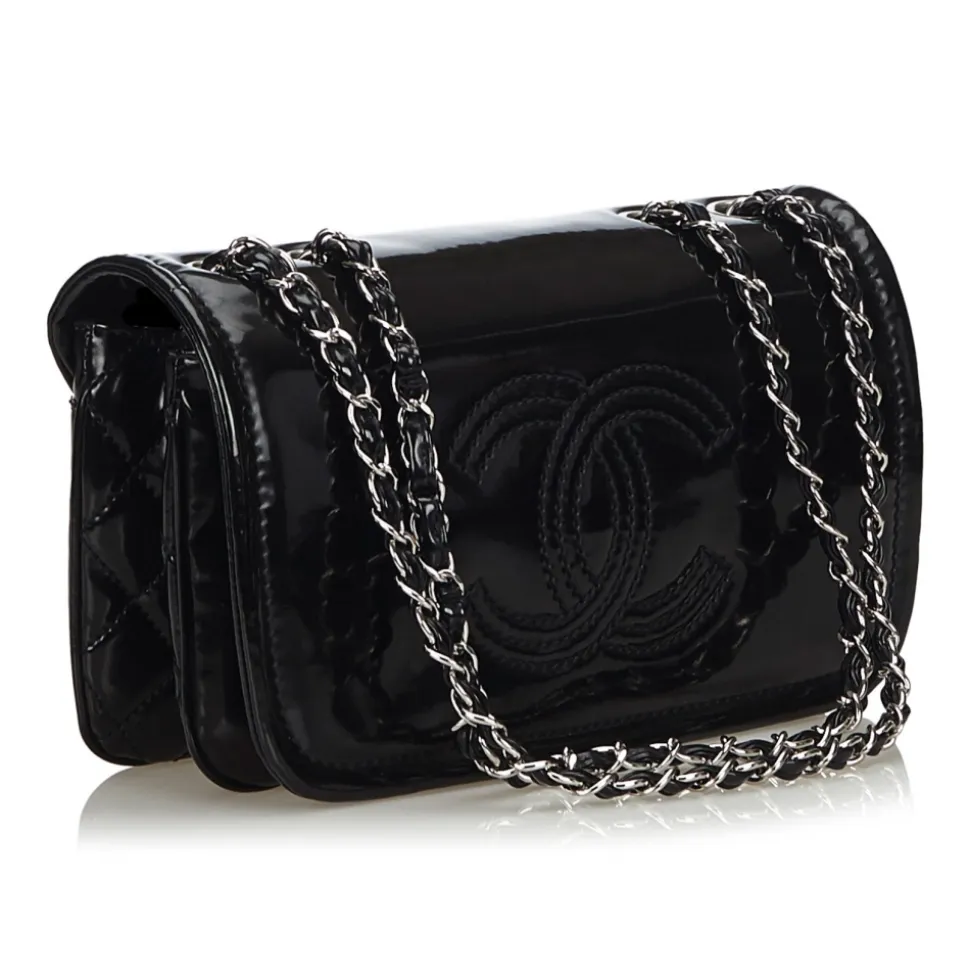 Chanel Vintage - Patent Leather Chain Bag - Black - Leather Handbag - Luxury High Quality - Avvenice