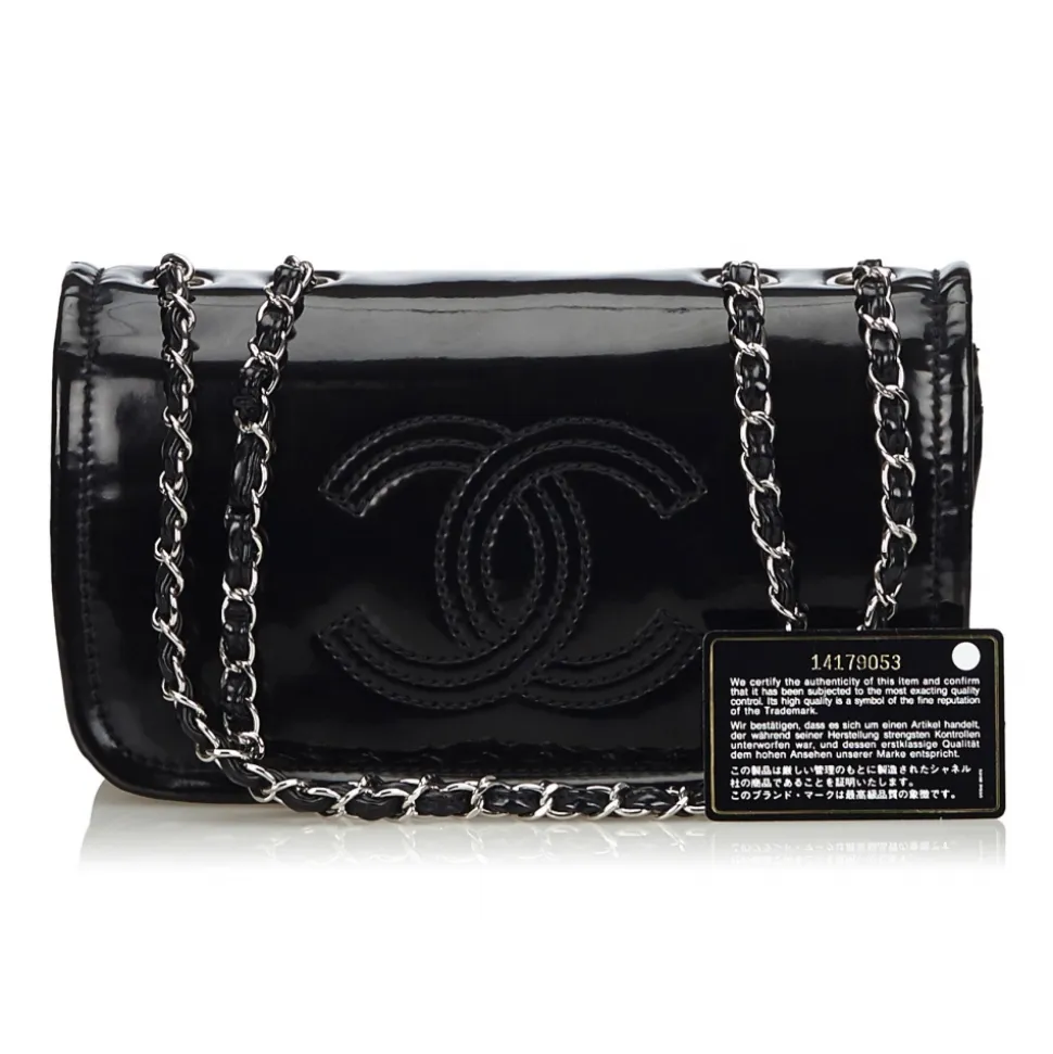 Chanel Vintage - Patent Leather Chain Bag - Black - Leather Handbag - Luxury High Quality - Avvenice
