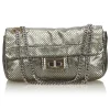 Chanel Vintage - Perforated Leather Flap Bag - Grey Silver - Leather Handbag - Luxury High Quality - Avvenice