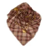Chanel Vintage - Plaid Cashmere Silk Scarf - Brown Beige - Cashmere and Silk Foulard - Luxury High Quality - Avvenice