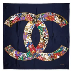 Chanel Vintage - Printed CC Silk Scarf - Blue - Silk Foulard - Luxury High Quality - Avvenice