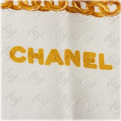 Chanel Vintage - Printed Silk Chain Scarf - White Gold - Silk Foulard - Luxury High Quality - Avvenice