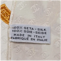 Chanel Vintage - Printed Silk Chain Scarf - White Gold - Silk Foulard - Luxury High Quality - Avvenice