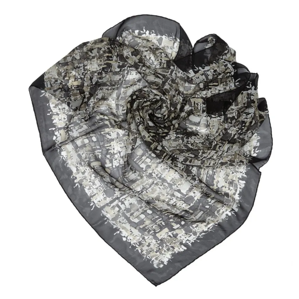 Chanel Vintage - Printed Silk Scarf - Grey Light Grey - Silk Foulard - Luxury High Quality - Avvenice