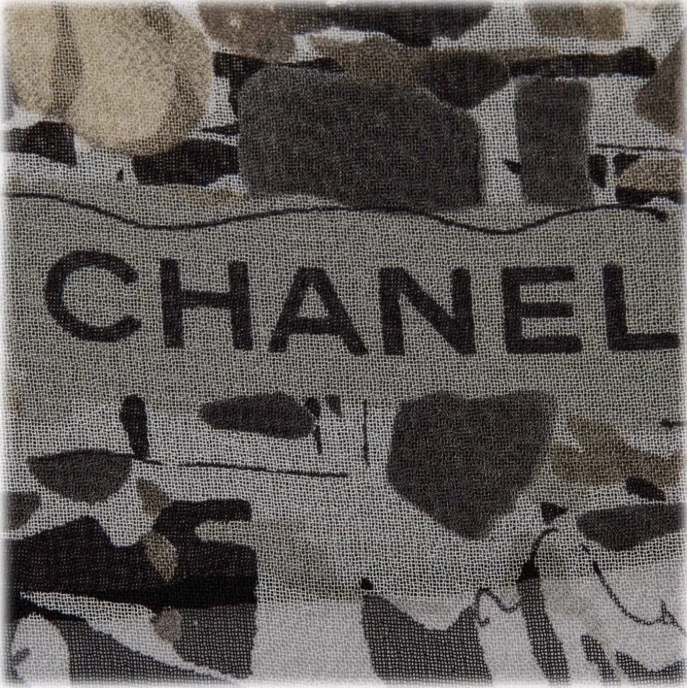 Chanel Vintage - Printed Silk Scarf - Grey Light Grey - Silk Foulard - Luxury High Quality - Avvenice
