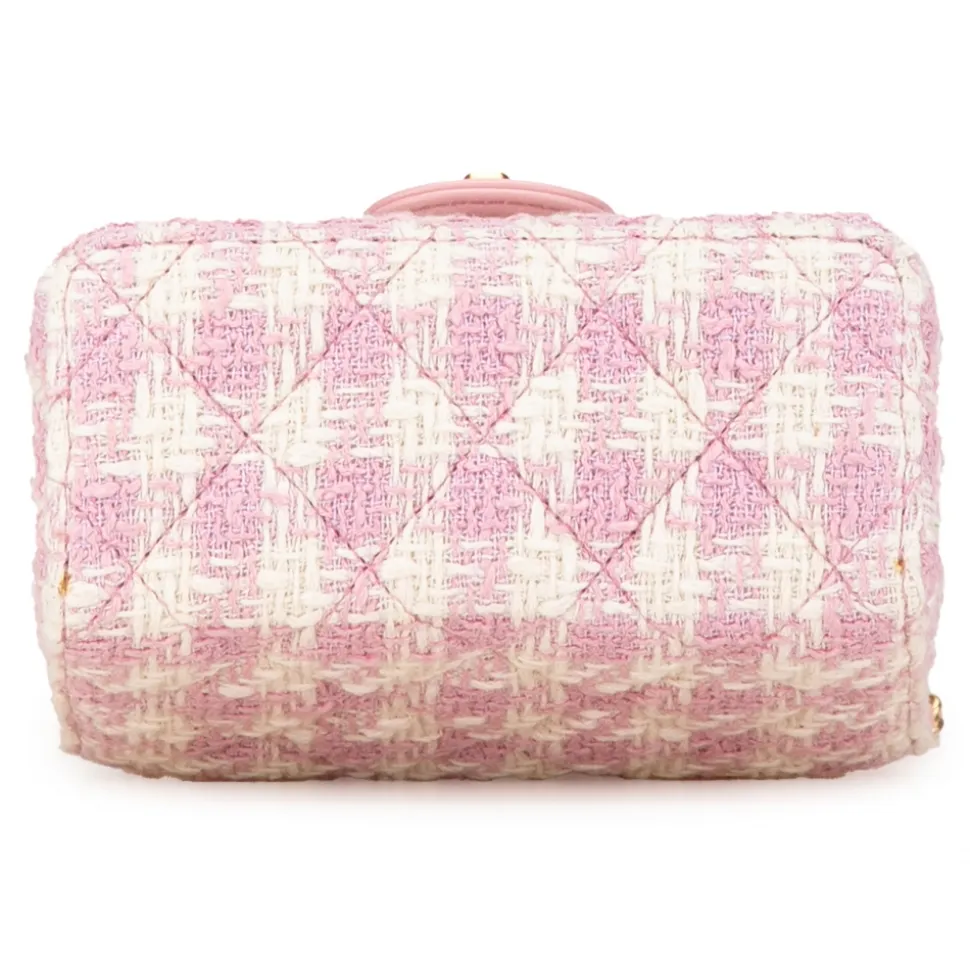 Chanel Vintage - Quilted Tweed Crush Top Handle Flap - Pink - Leather and Lambskin Handbag - Luxury High Quality - Avvenice