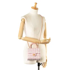 Chanel Vintage - Quilted Tweed Crush Top Handle Flap - Pink - Leather and Lambskin Handbag - Luxury High Quality - Avvenice