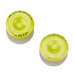 Chanel Vintage - Round Clip On Earrings - Green - Ceramic Chanel Earrings - Luxury High Quality - Avvenice